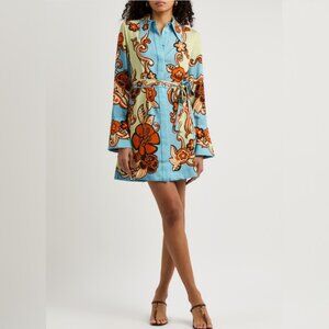 Alemais Ondine Printed Twill Mini Shirt Dress